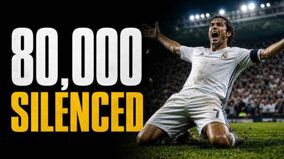 Thumbnail made with Picked Design for a sports channel: the goal that silenced 80,000 fans
