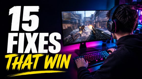 Thumbnail made with Picked Design for a gaming channel: 15 settings fixes that win games