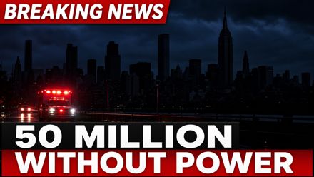 Thumbnail made with Picked Design for a breaking news report: 50 million without power